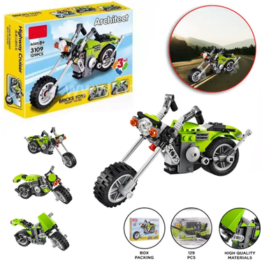DIY 3in1 Harley Cruiser Lego Bricks Set - 129+Pcs